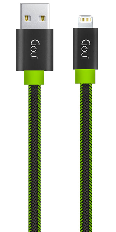 Câble de données et de charge USB-A - Lightning Goui Fashion Flat, 18W, 1m, Green G-LC8PINFBFBF-GK