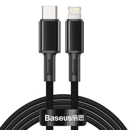 Baseus Câble de données et de charge USB-C - Lightning tressé à haute densité, 20W, 2m, noir CATLGD-A01