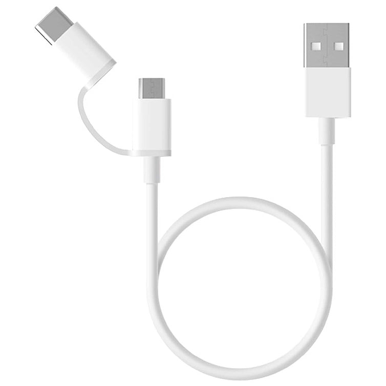 Câble de données et de charge USB-A - microUSB / USB-C Xiaomi Mi 2in1, 18W, 0.3m, Blanc SJV4083TY