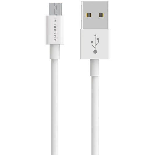 Câble de données et de chargement USB-A - microUSB Borofone Bloom BX22, 18W, 1m, blanc