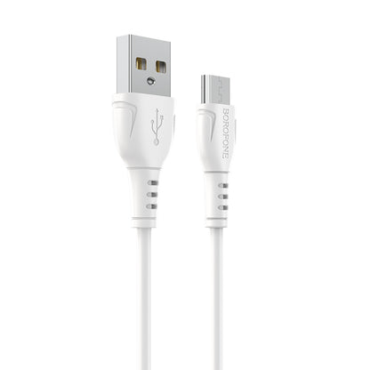 Câble de données et de charge USB-A - microUSB Borofone BX51 Triumph MP, 18W, 1m, blanc