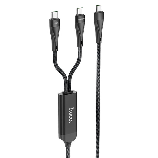 Câble de données et de charge USB-C - USB-C HOCO U102 Super, 100W, 1.2m, Noir