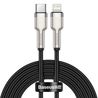 Câble de Données et de Charge USB-C - Lightning Baseus Cafule Metal Series, 20W, 2m, Noir CATLJK-B01