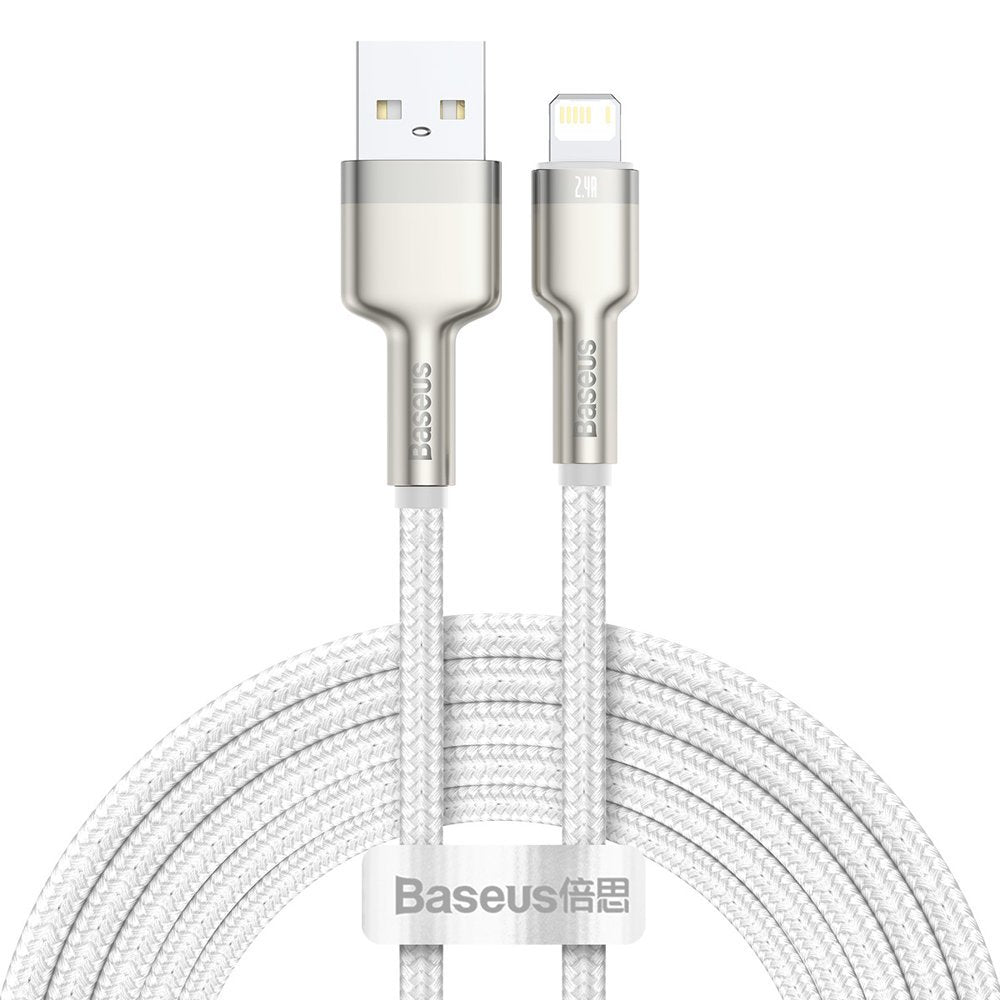 Câble de Données et de Charge USB-A - Lightning Baseus Cafule Metal Series, 18W, 2m, Blanc CALJK-B02