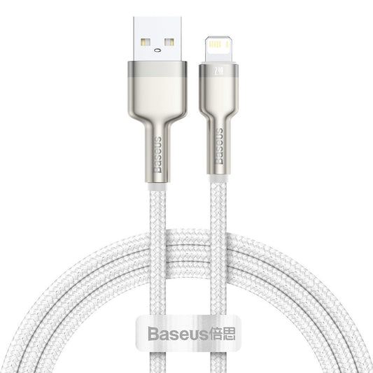 Câble de données et de chargement USB-A - Lightning Baseus Cafule Metal Series, 18W, 1m, blanc CALJK-A02