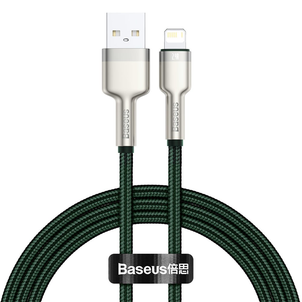Câble de Données et de Charge USB-A - Lightning Baseus Cafule Metal Series, 18W, 1m, Vert CALJK-A06