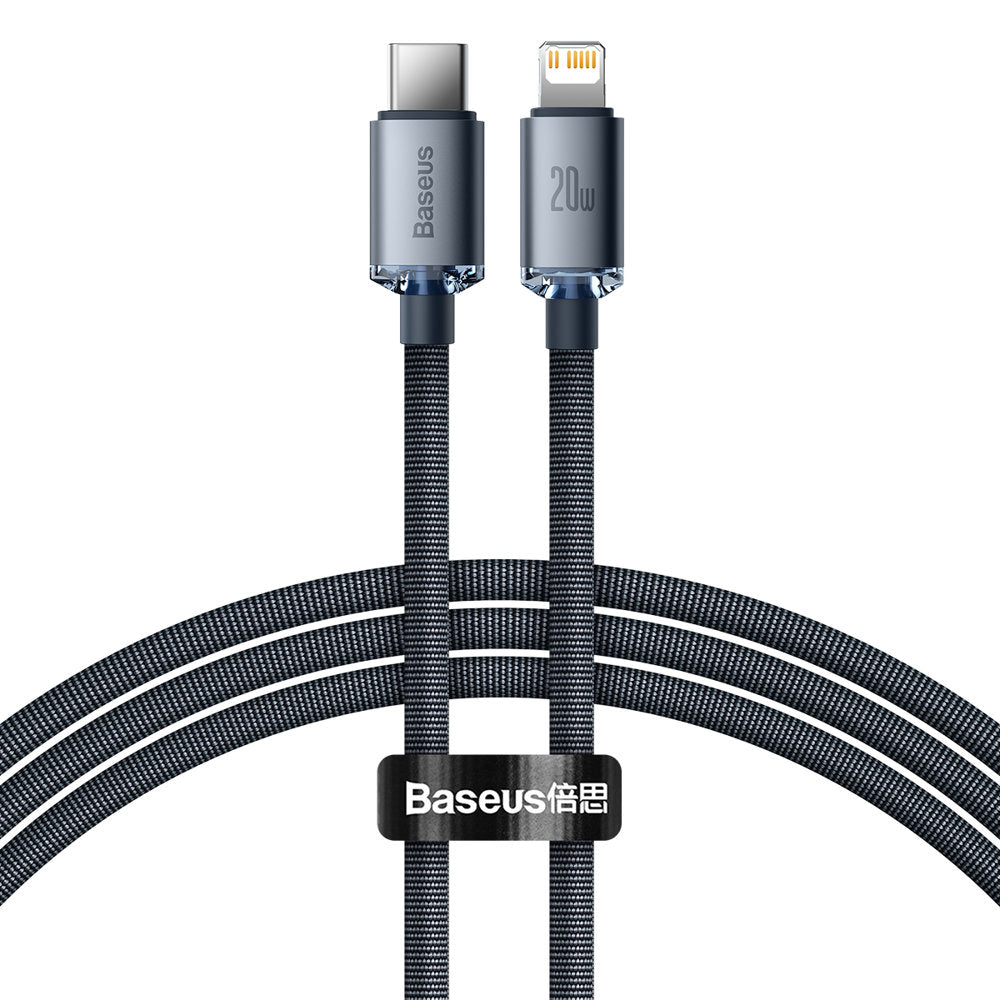 Baseus Crystal Shine Series USB-C - Lightning Data and Charging Cable, 20W, 1.2m, Black CAJYY000201