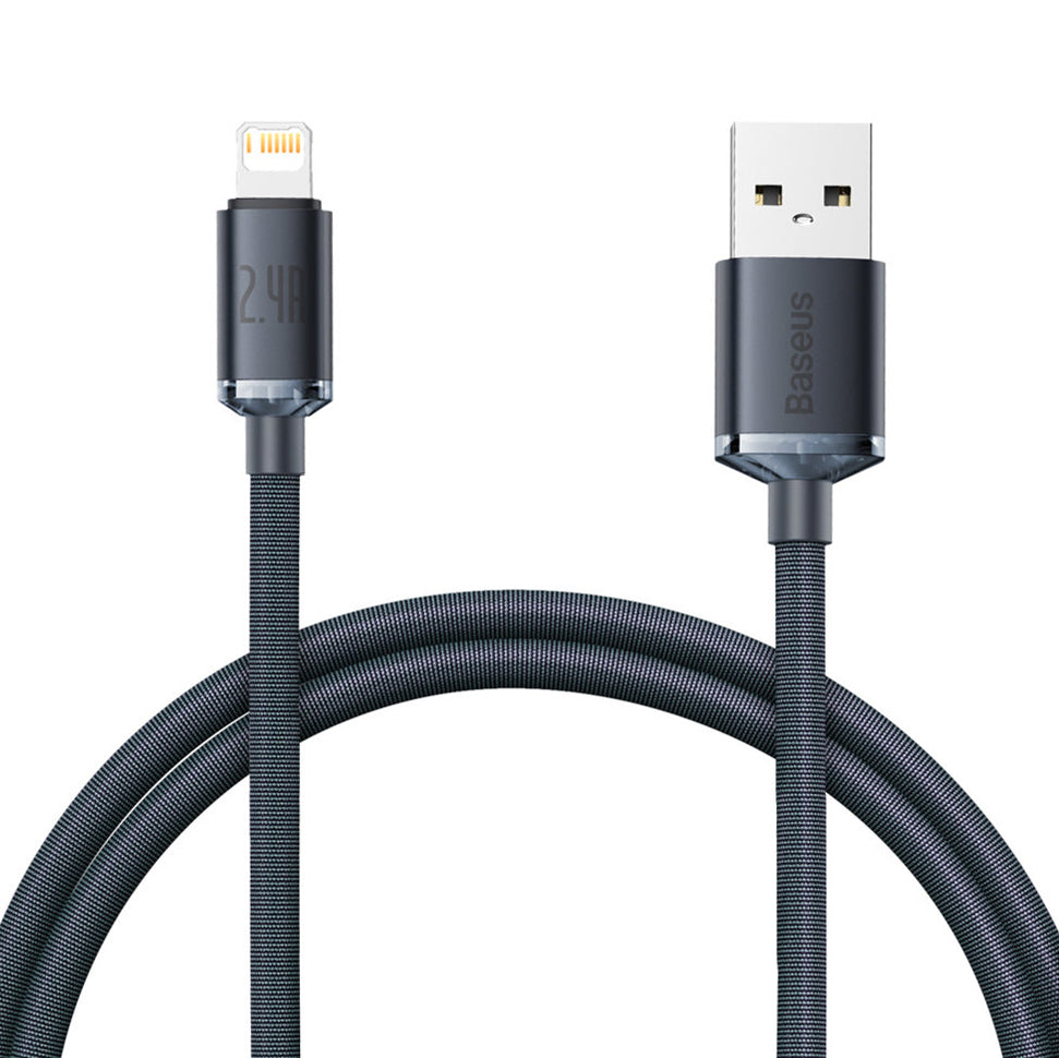 Baseus Crystal Shine USB-A - Lightning Data and Charging Cable, 20W, 1.2m, Black