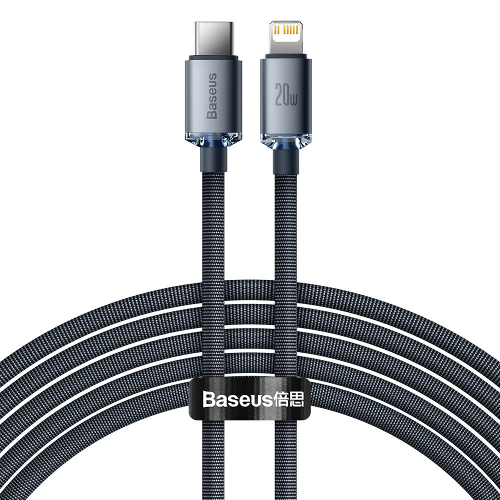 Baseus Crystal Shine Series USB-C - Lightning Data and Charging Cable, 20W, 2m, Black CAJYY000301