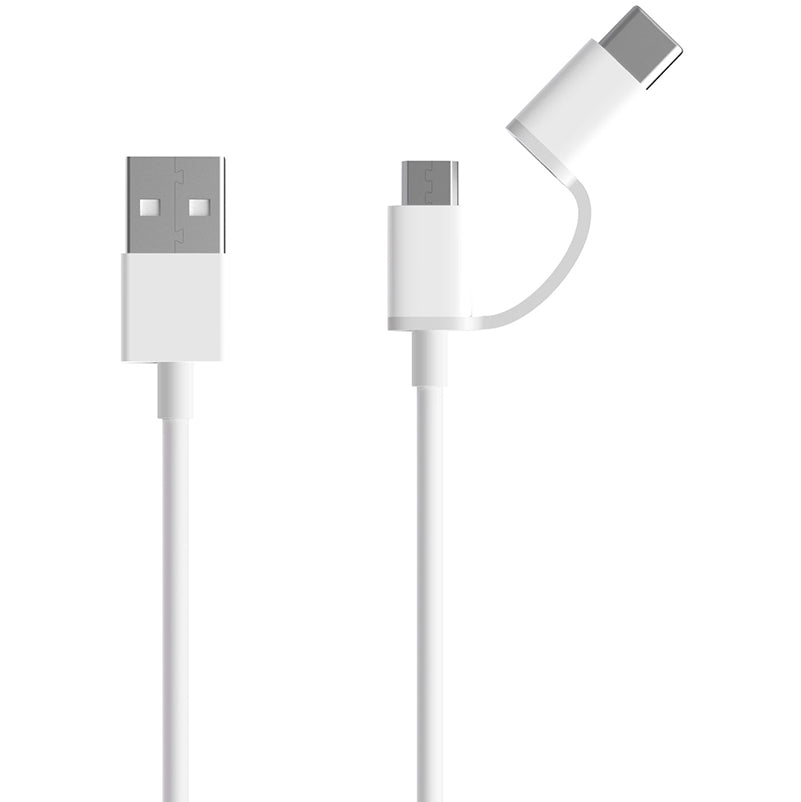 Câble de données et de charge USB-A - microUSB / USB-C Xiaomi Mi 2in1, 18W, 1m, blanc SJV4082TY 