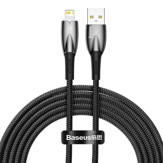 Baseus Glimmer Series USB-A - Lightning Data and Charging Cable, 20W, 2m, noir 