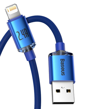 Baseus Crystal Shine Series USB-A - Lightning Data and Charging Cable, 18W, 1.2m, Blue CAJYY000003 