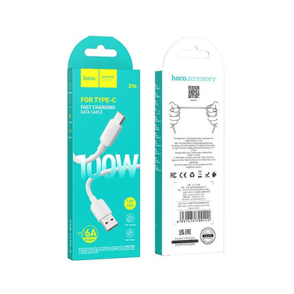 Câble de Données et de Charge USB-A - USB-C HOCO X96, 100W, 1m, Blanc
