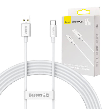 Câble de données et de charge USB-A - USB-C Baseus Superior Series, 65W, 2m, blanc CAYS000901