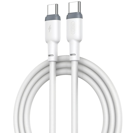 Câble de données et de charge USB-C - USB-C XO Design NB208B, 60W, 1m, blanc 