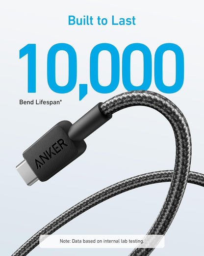 Câble de données et de charge USB-A - USB-C Anker 322, 18W, 0.9m, Noir A81H5G11 