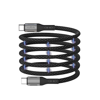 Câble de Données et de Charge USB-C - USB-C MaXlife MXUC-11 Magnétique, 100W, 1m, Noir