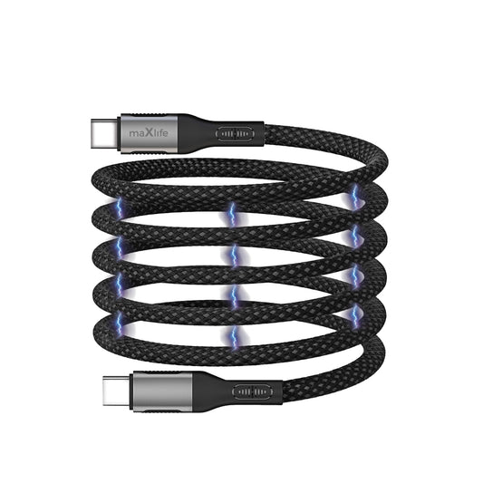 Câble de Données et de Charge USB-C - USB-C MaXlife MXUC-11 Magnétique, 100W, 1m, Noir
