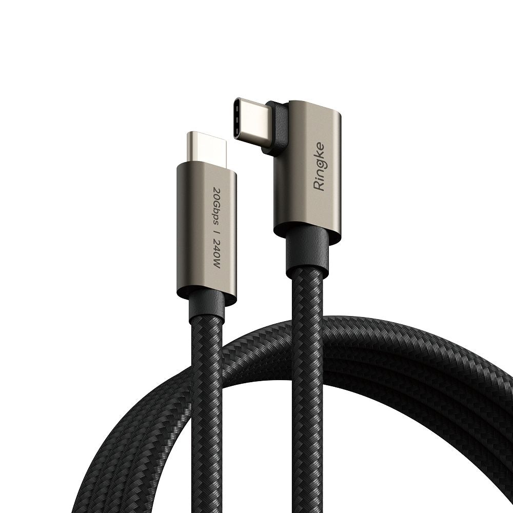 Câble de Données et de Charge USB-C - USB-C Ringke 2X2 Angled, 240W, 1m, Noir