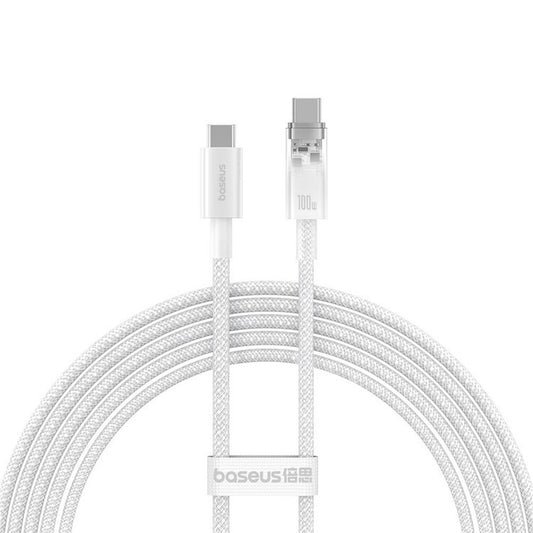 Cablu Date si Incarcare USB-C - USB-C Baseus Explorer, 100W, 2m, Alb P10319703221-01