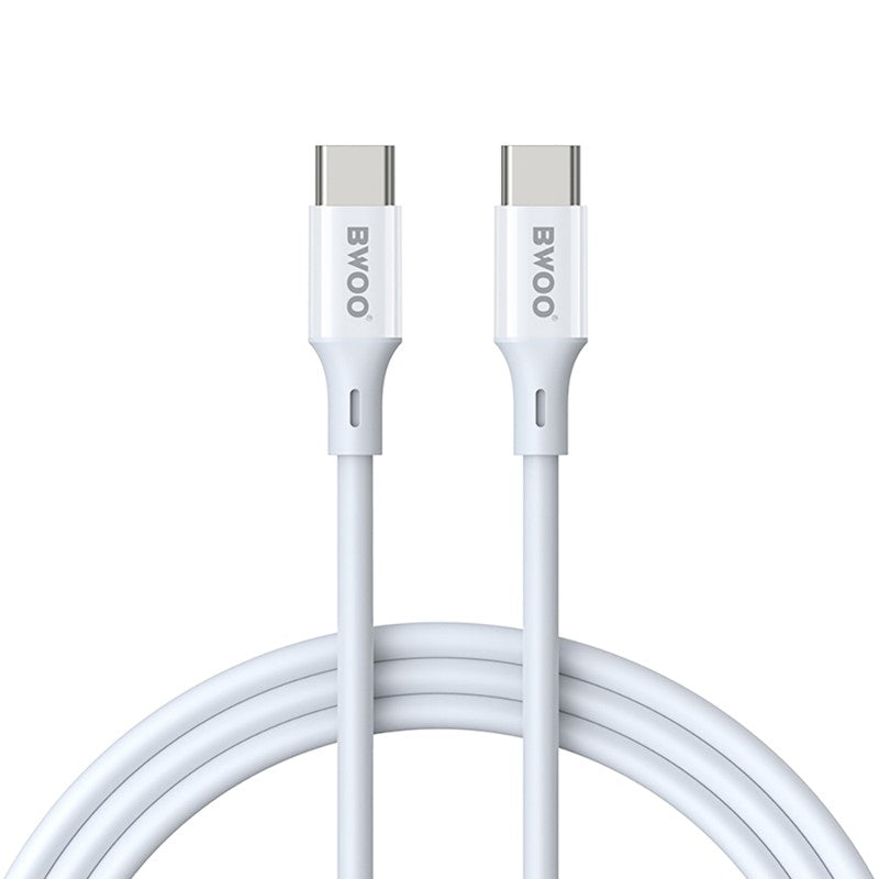 Câble de Données et de Charge USB-C - USB-C BWOO X282, 60W, 1m, Blanc