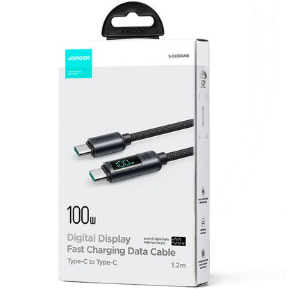 Câble de Données et de Charge USB-C - USB-C Joyroom S-A16 Prism Display, 100W, 1.2m, Noir