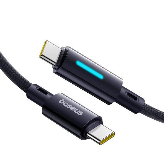 Câble de Données et de Charge USB-C - USB-C Baseus Lit Button Control, 100W, 2m, Noir P10379000121-01