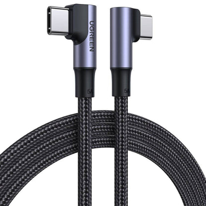 Câble de Données et de Charge USB-C - USB-C UGREEN US335 Angled, 100W, 2m, Noir