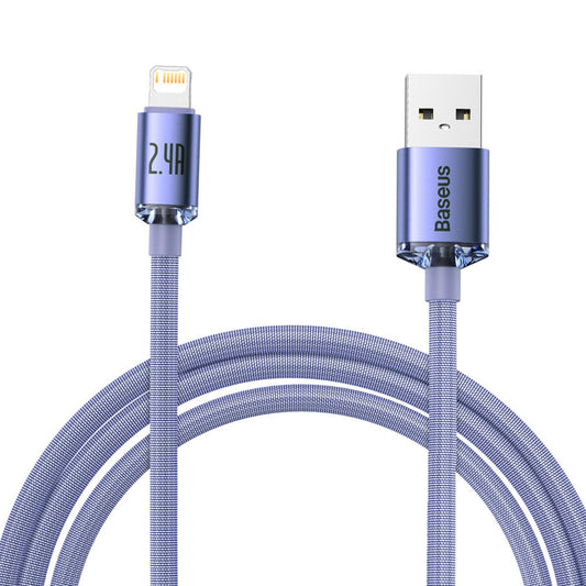 Câble de Données et de Charge USB-A - Lightning Baseus Crystal Shine Series, 18W, 2m, Mauve CAJY000105