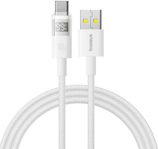 Câble de Données et de Charge USB-A - USB-C Baseus Display 2, 100W, 1m, Blanc P10382701211-00
