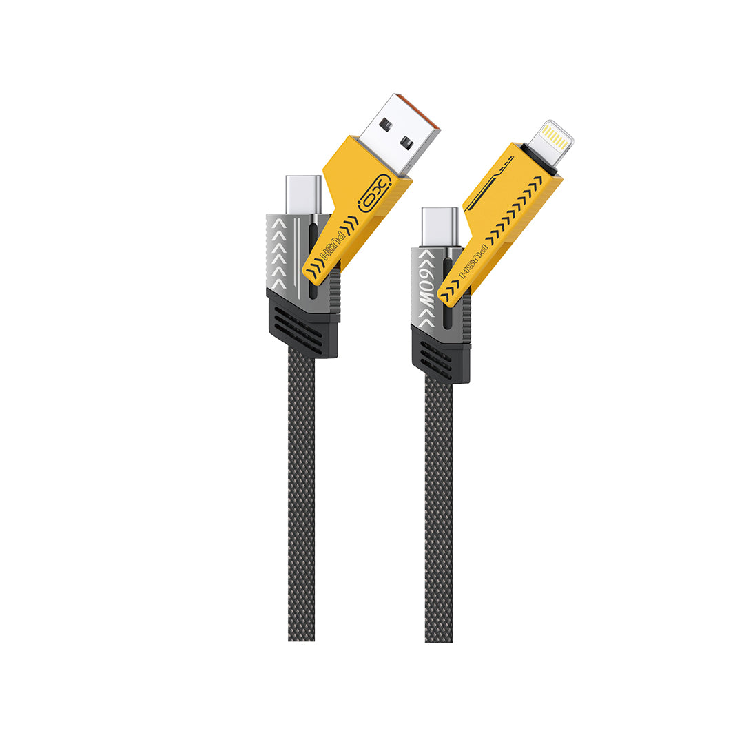 Câble de Données et de Charge USB-A / USB-C - Lightning / USB-C XO Design NB283, 60W, 1m, Gris