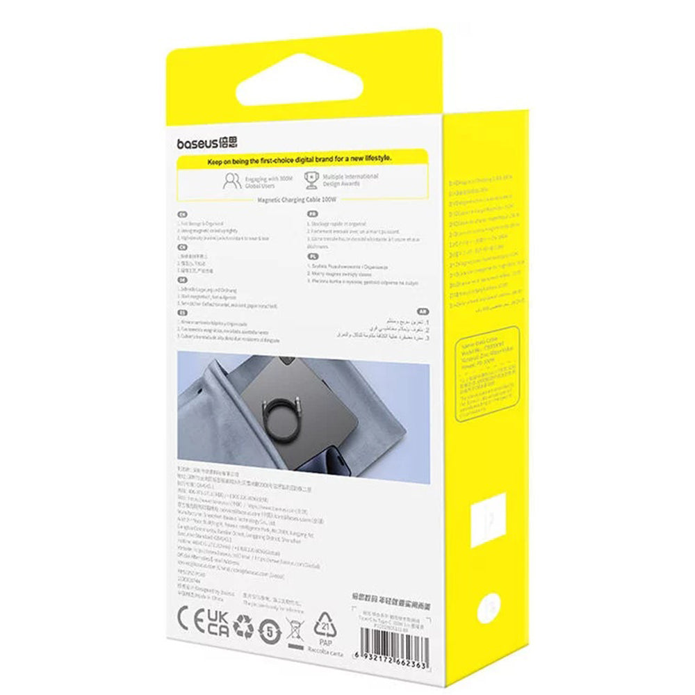 Câble de Données et de Charge USB-C - USB-C Baseus Tungsten Gold, 100W, 1m, Noir P10319805111-00