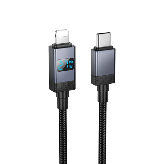 Câble de Données et de Charge USB-C - Lightning HOCO X118 Display, 27W, 1m, Noir
