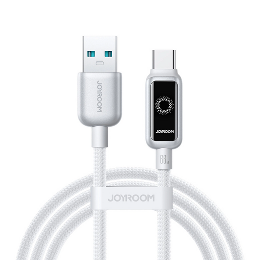 Câble de Données et de Charge USB-A - USB-C Joyroom S-A55 StarFlight Display, 66W, 1.2m, Blanc