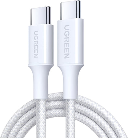 Câble de Données et de Charge USB-C - USB-C UGREEN L501, 60W, 2m, Blanc