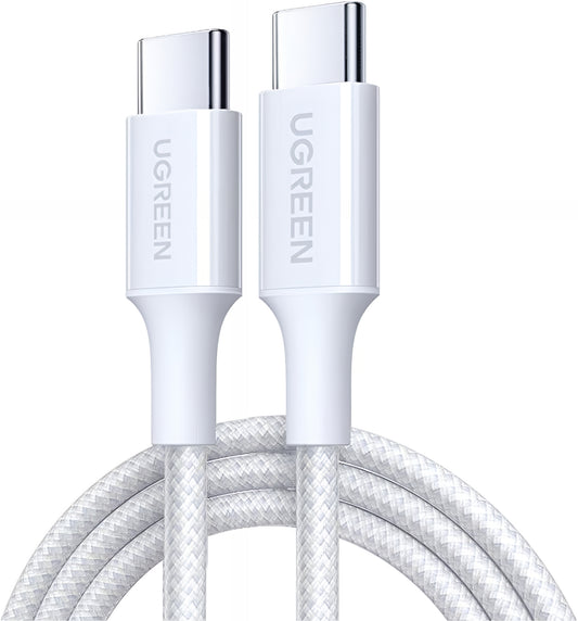 Câble de Données et de Charge USB-C - USB-C UGREEN L501, 60W, 2m, Blanc