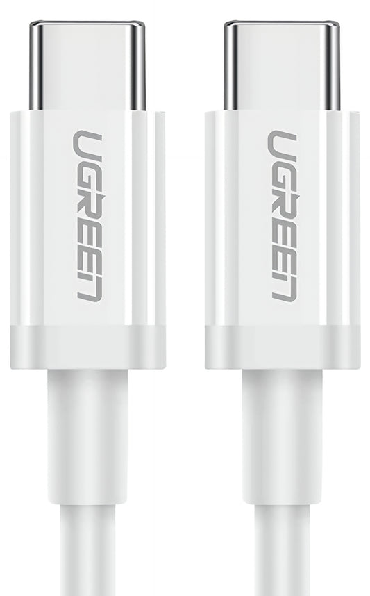 Câble de Données et de Charge USB-C - USB-C UGREEN US264, 60W, 0.5m, Blanc