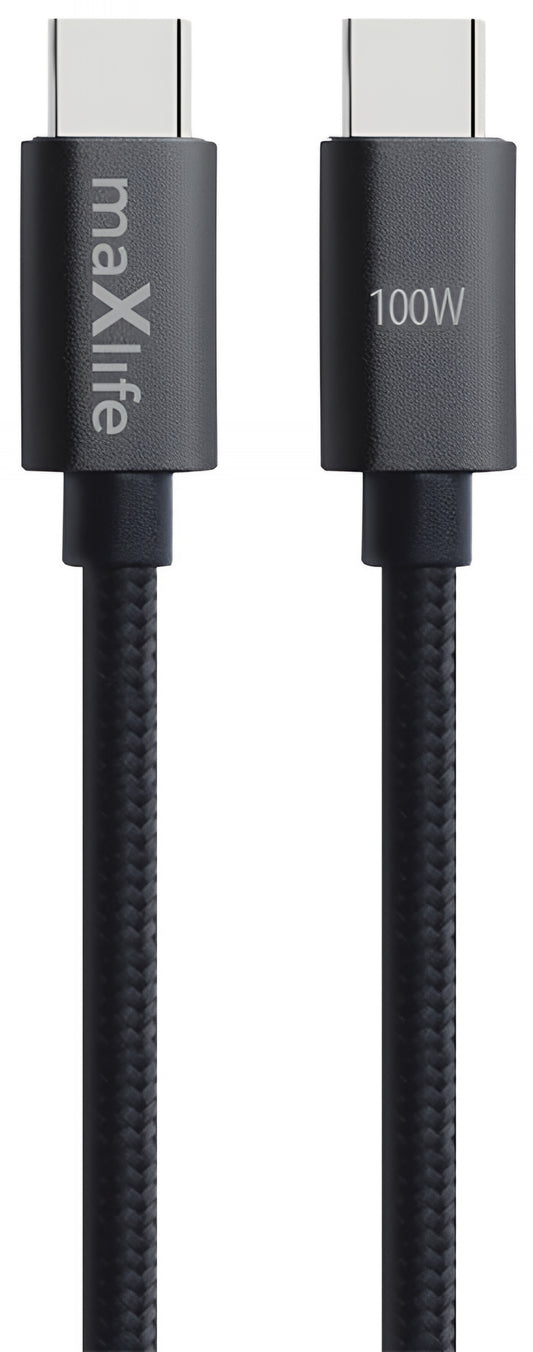 Câble de Données et de Charge USB-C - USB-C MaXlife MXUC-12, 100W, 1m, Noir