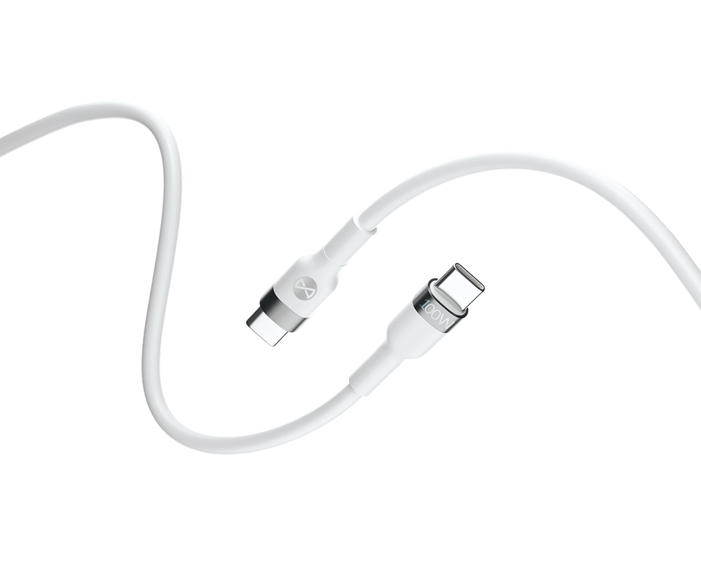 Câble de Données et de Charge USB-C - USB-C Forever Flexible, 100W, 2m, Blanc