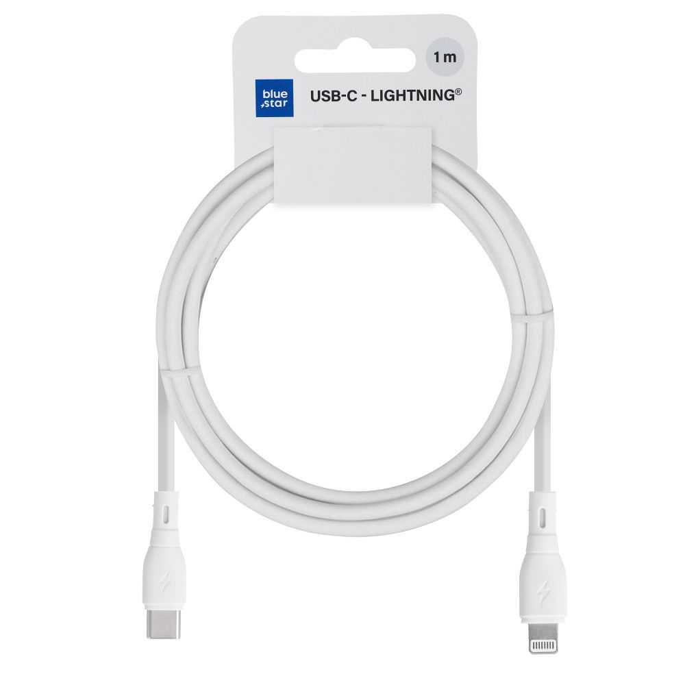 Câble de Données et de Charge USB-C - Lightning Blue Star Eco, 27W, 1m, Blanc