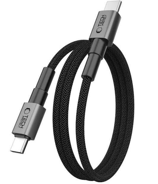 Câble de Données et de Charge USB-C - USB-C Tech-Protect Ultraboost DNA MagTwist, 100W, 1m, Gris