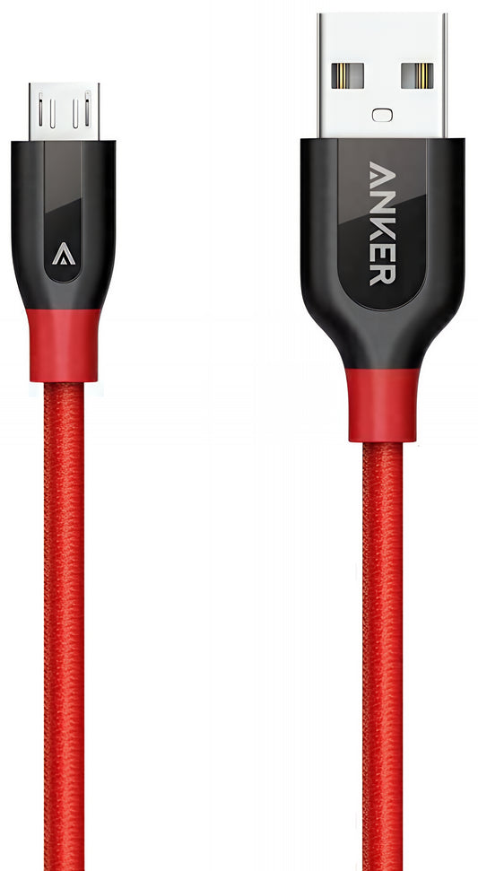 Câble de Données et de Charge USB-A - microUSB Anker PowerLine+, 18W, 0.91m, Rouge A8142G91