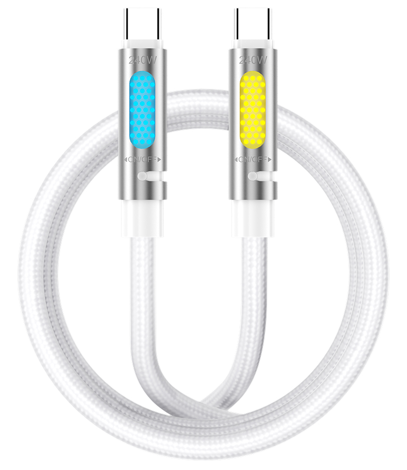 USB-C Data and Charging Cable - USB-C BWOO X325C-C Led, 240W, 1.2m, White