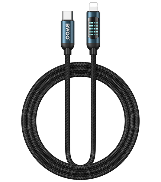 Câble de données et de charge USB-C - Lightning BWOO X305 Display, 27W, 1m, Noir
