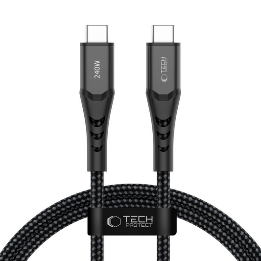 Câble de données et de charge USB-C - USB-C Tech-Protect UB11T Ultraboost, 240W, 1m, Noir