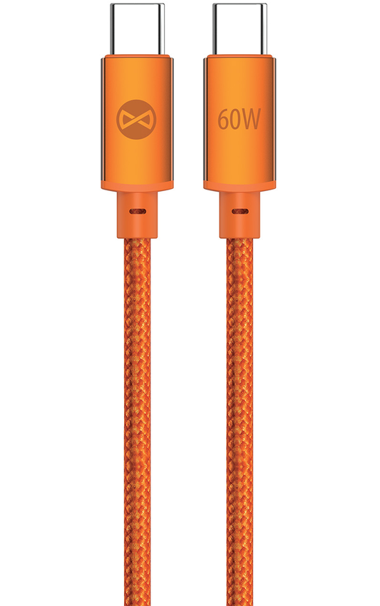 Câble de données et de charge USB-C - USB-C Forever Saffron, 60W, 1m, Orange