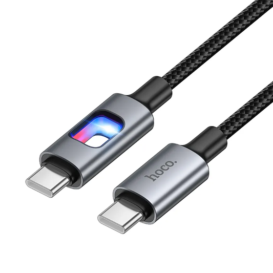 Câble de données et de charge USB-C - USB-C HOCO U144 Led, 60W, 1,2m, Noir