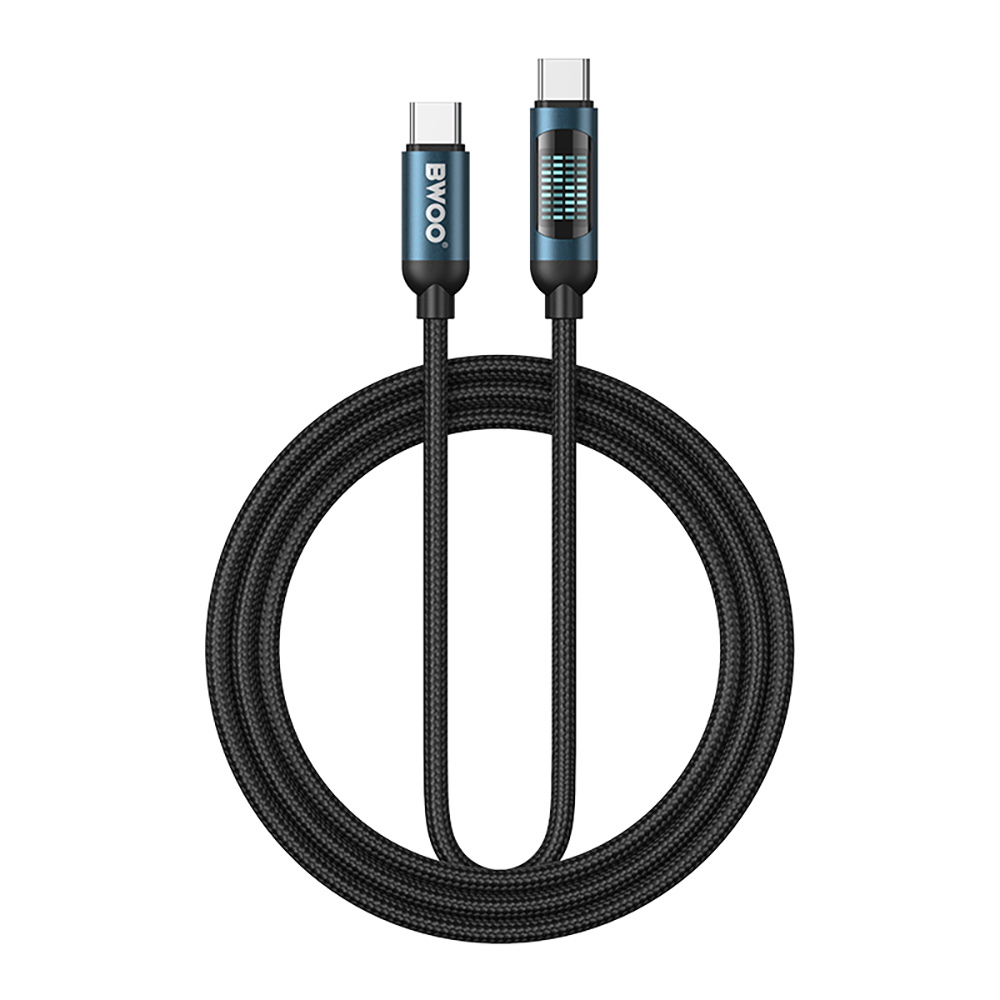 Câble de données et de charge USB-C - USB-C BWOO BO-X304 Led, 60W, 1m, Noir