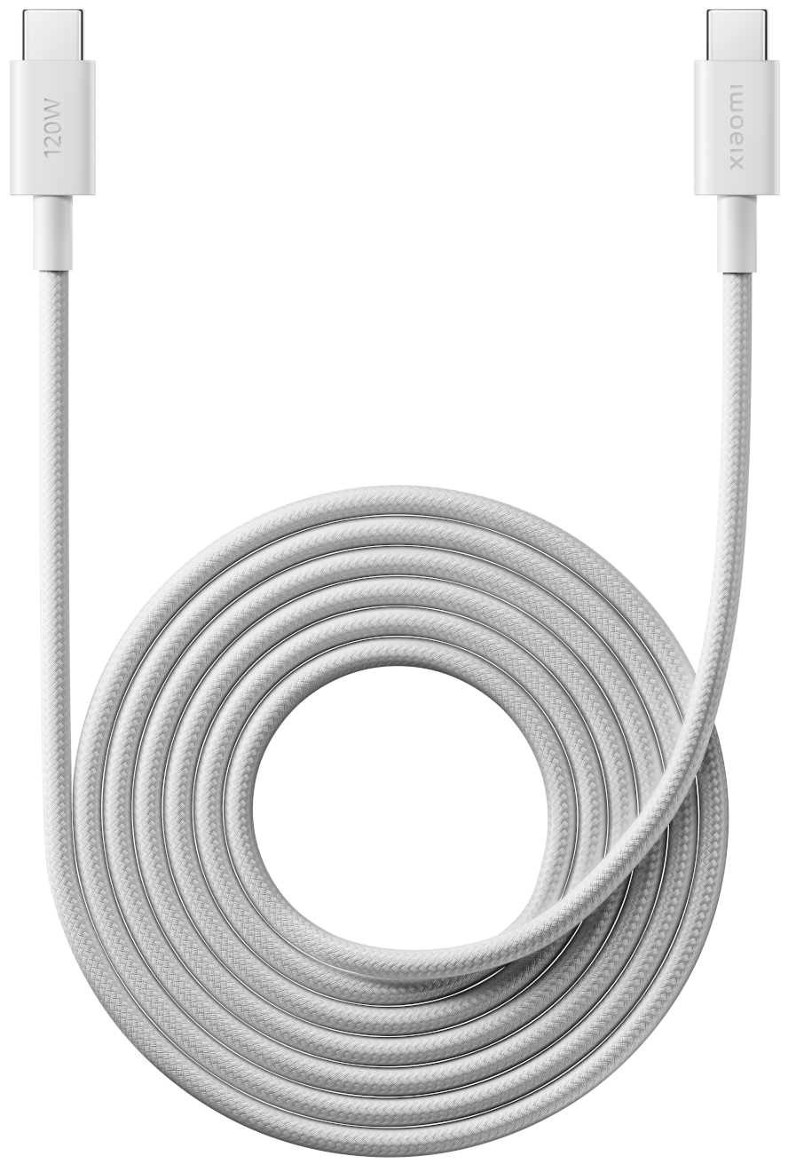 Câble de Données et de Charge USB-C - USB-C Xiaomi, 120W, 2m, Blanc BHR087AGL