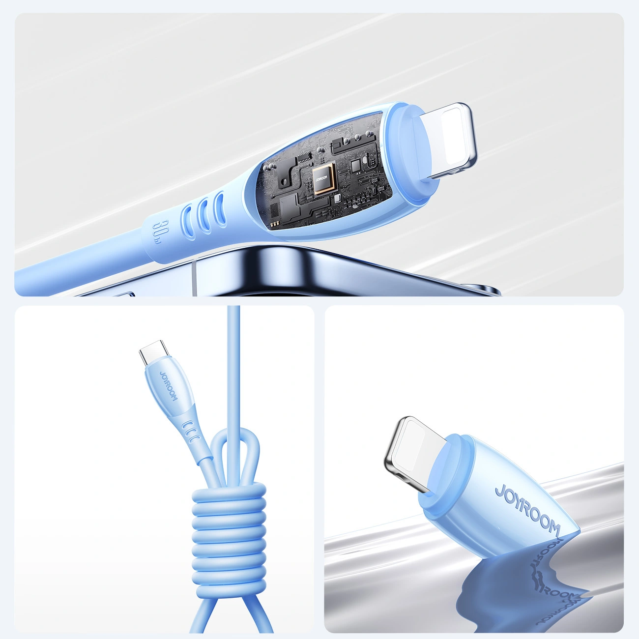 Câble de Données et de Charge USB-C - Lightning Joyroom S-A59 Vibrant, 30W, 1.2m, Bleu